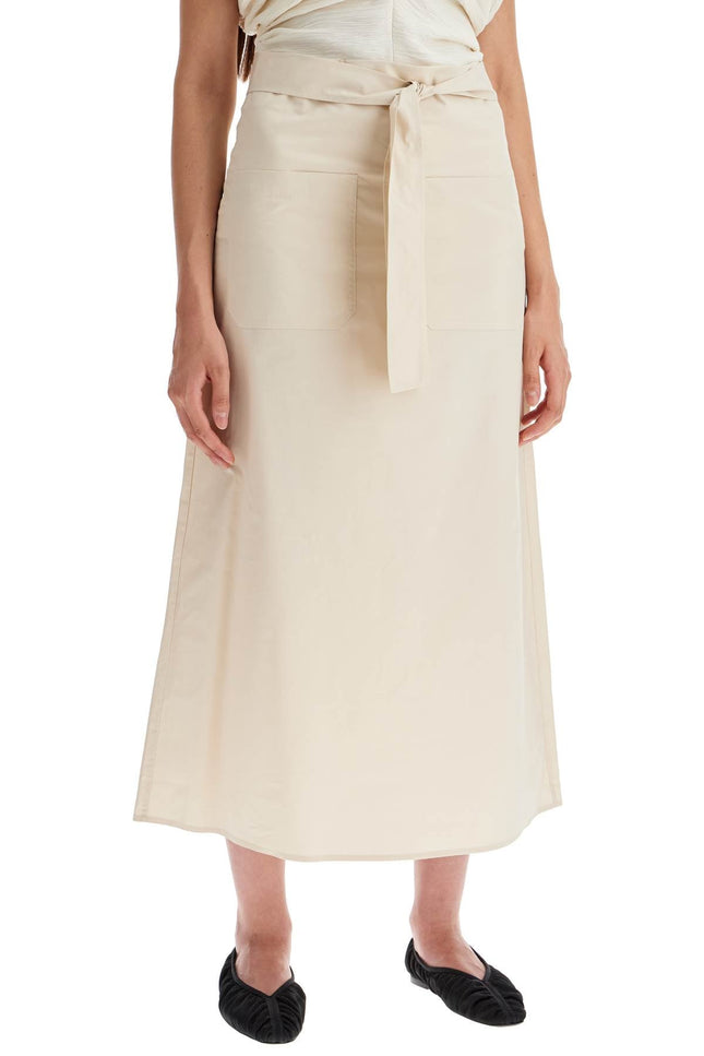 Tie-Waist Midi Skirt - White