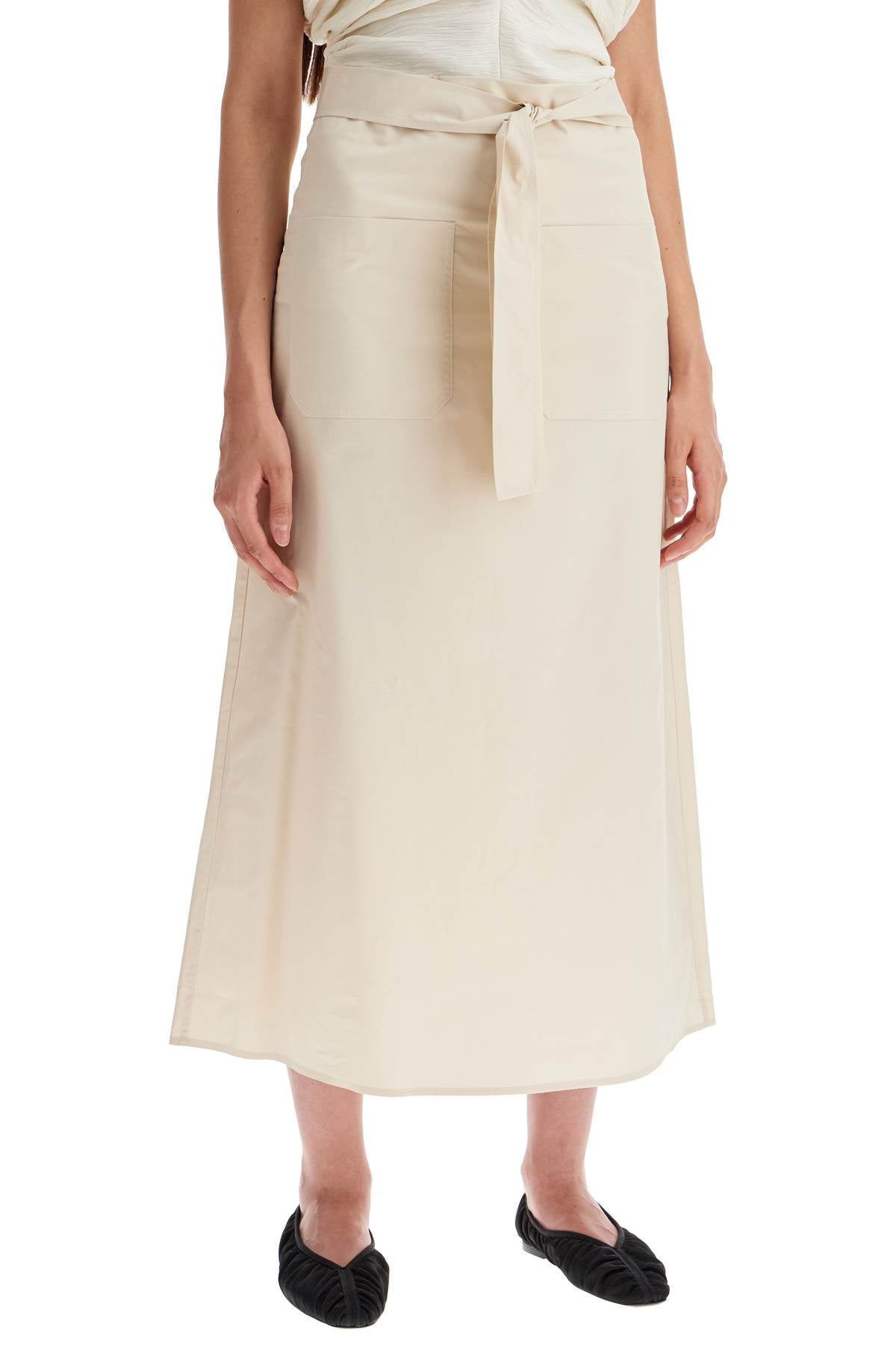 Tie-Waist Midi Skirt - White