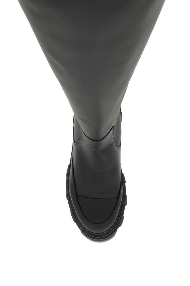 Tubular Leather Boots - Black