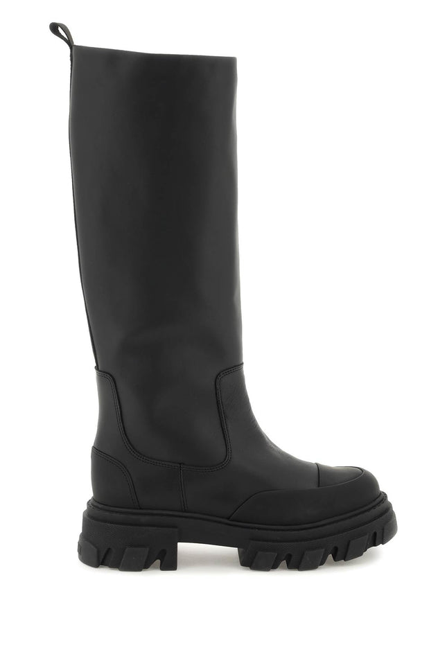 Tubular Leather Boots - Black