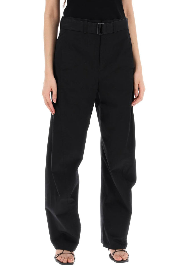 Twisted Cotton Twill Pants In Nine