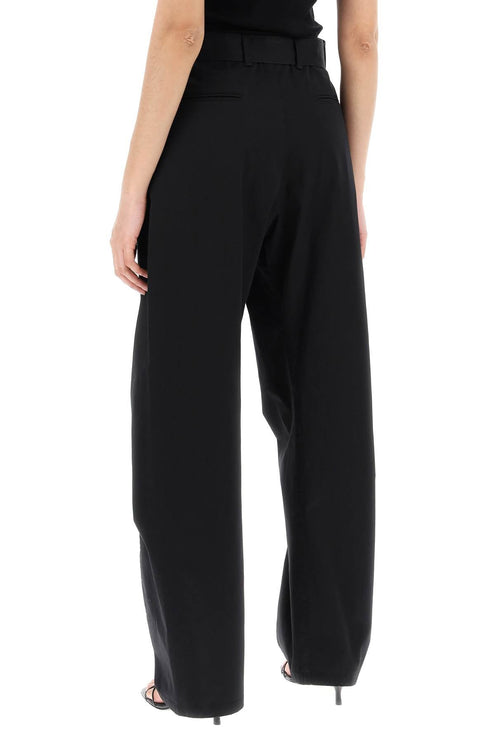 Twisted Cotton Twill Pants In Nine