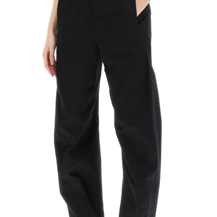 Twisted Cotton Twill Pants In Nine