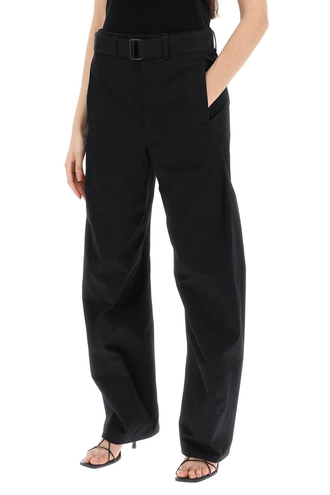 Twisted Cotton Twill Pants In Nine