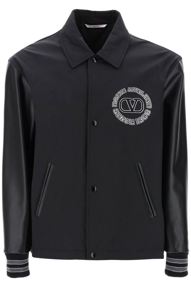 Varsity Jacket With Leather Sleeves