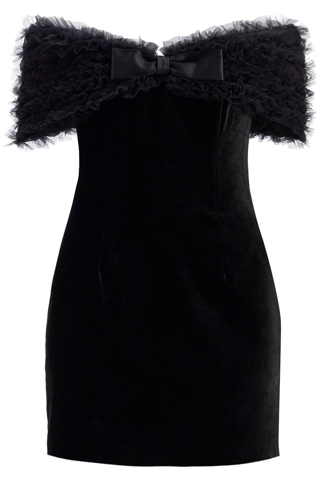 Velvet Off-Shoulder Mini Dress - Black