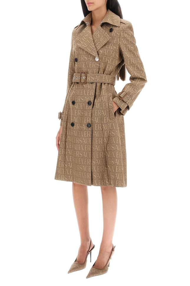'versace allover' double-breasted trench coat - Beige