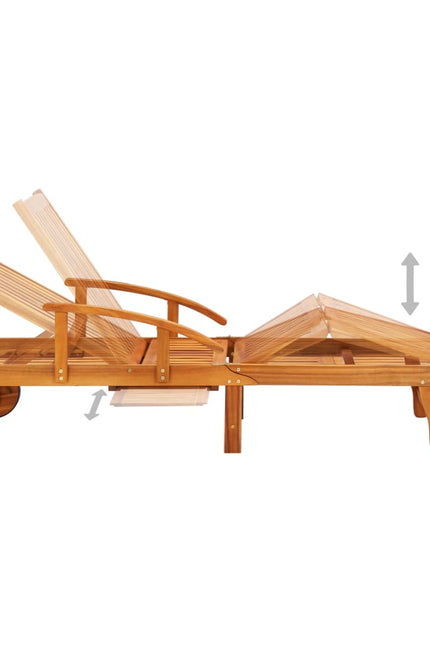 vidaXL Patio Sun Lounger with Table and Cushion Solid Acacia Wood-2