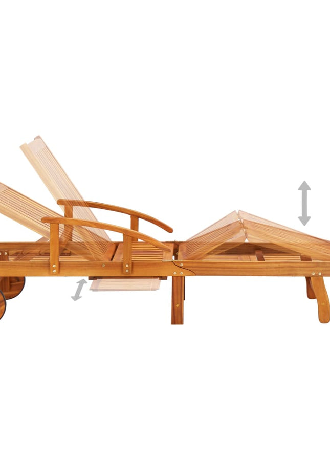 vidaXL Patio Sun Lounger with Table and Cushion Solid Acacia Wood-2