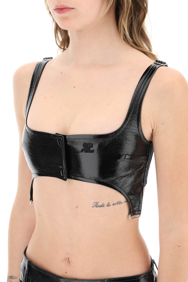 vinyl bralette top - Black