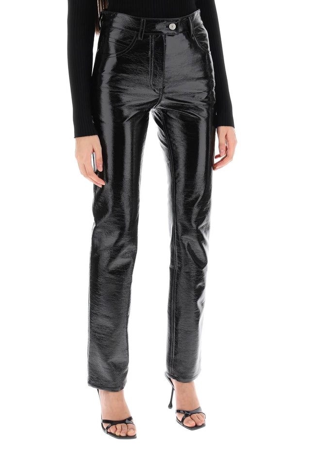 vinyl-effect coated cotton pants - Black