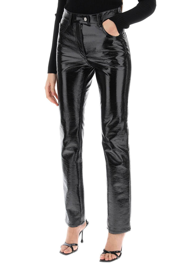 vinyl-effect coated cotton pants - Black