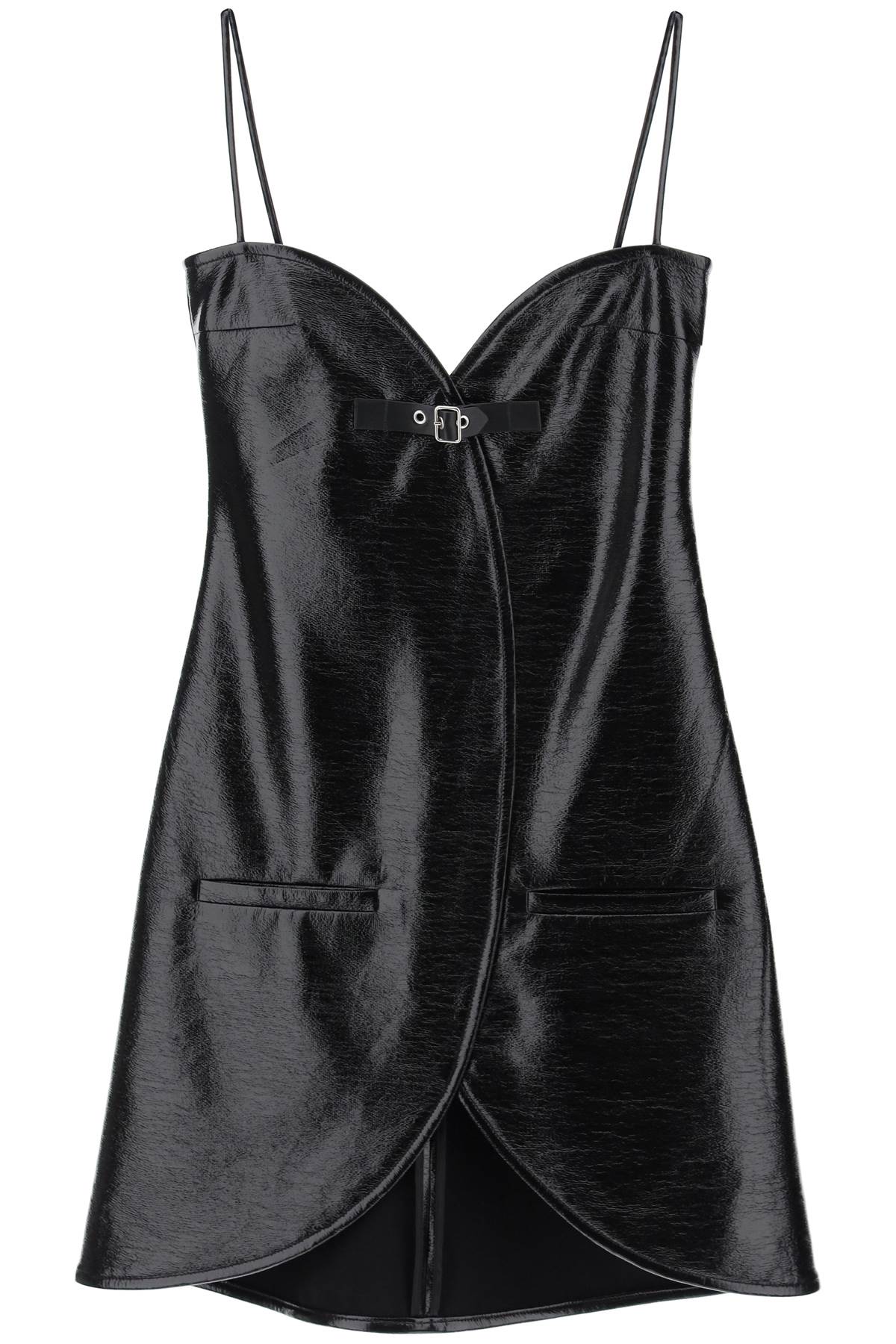 vinyl ellipse mini sleeveless dress - Black