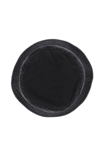 washed twill bucket hat with - Black