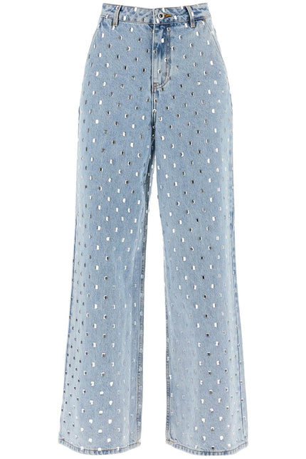 wide jeans with rhinest - Blue