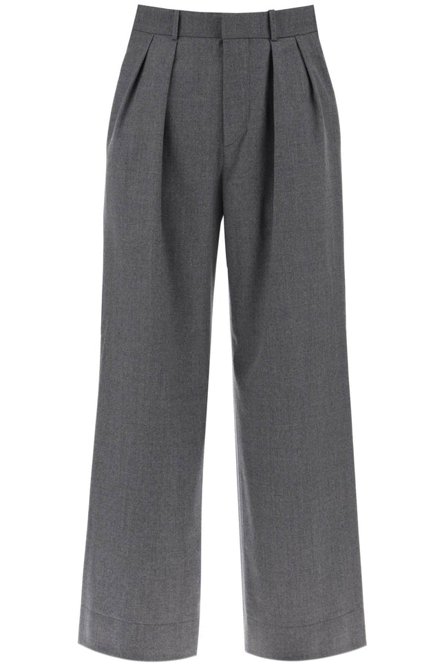 wide leg flannel trousers for men or - Grey