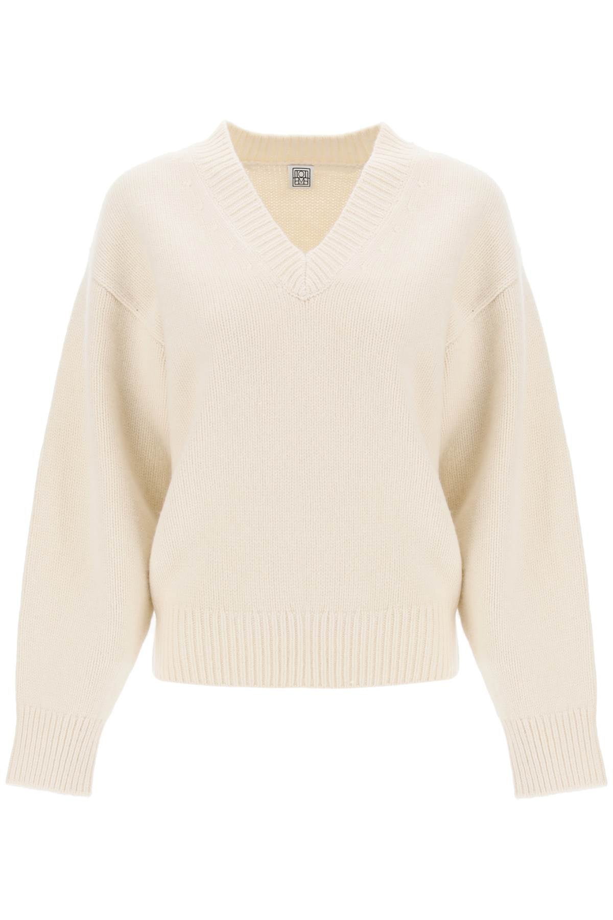 wool and cashmere sweater - White