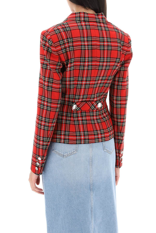 Wool Single-Breasted Jacket With Tartan Motif