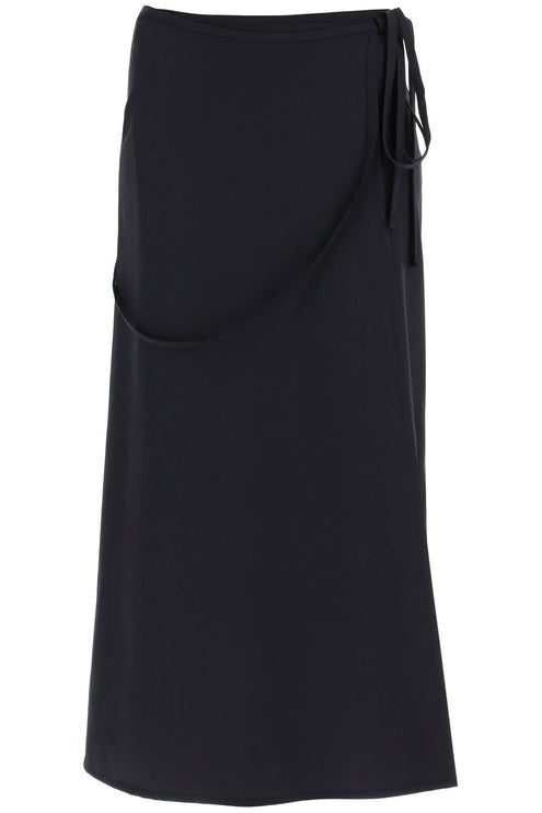 wool wrap skirt with pockets - Black