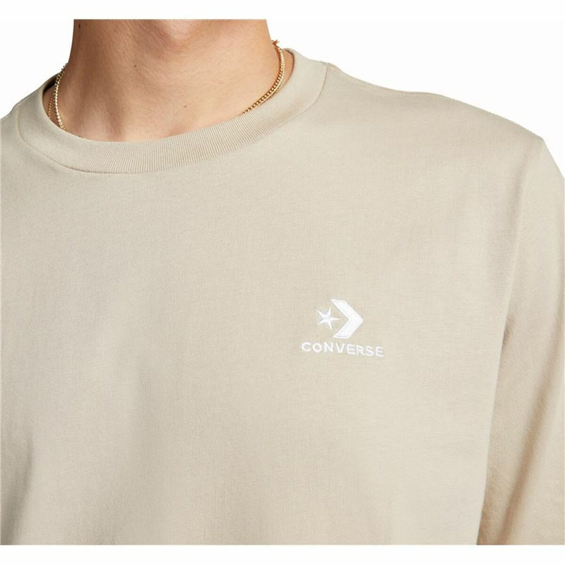 Unisex Short Sleeve T-Shirt Converse Classic Fit Left Chest Star Chevron Beige-Sports | Fitness > Sports material and equipment > Sports t-shirts-Converse-Urbanheer