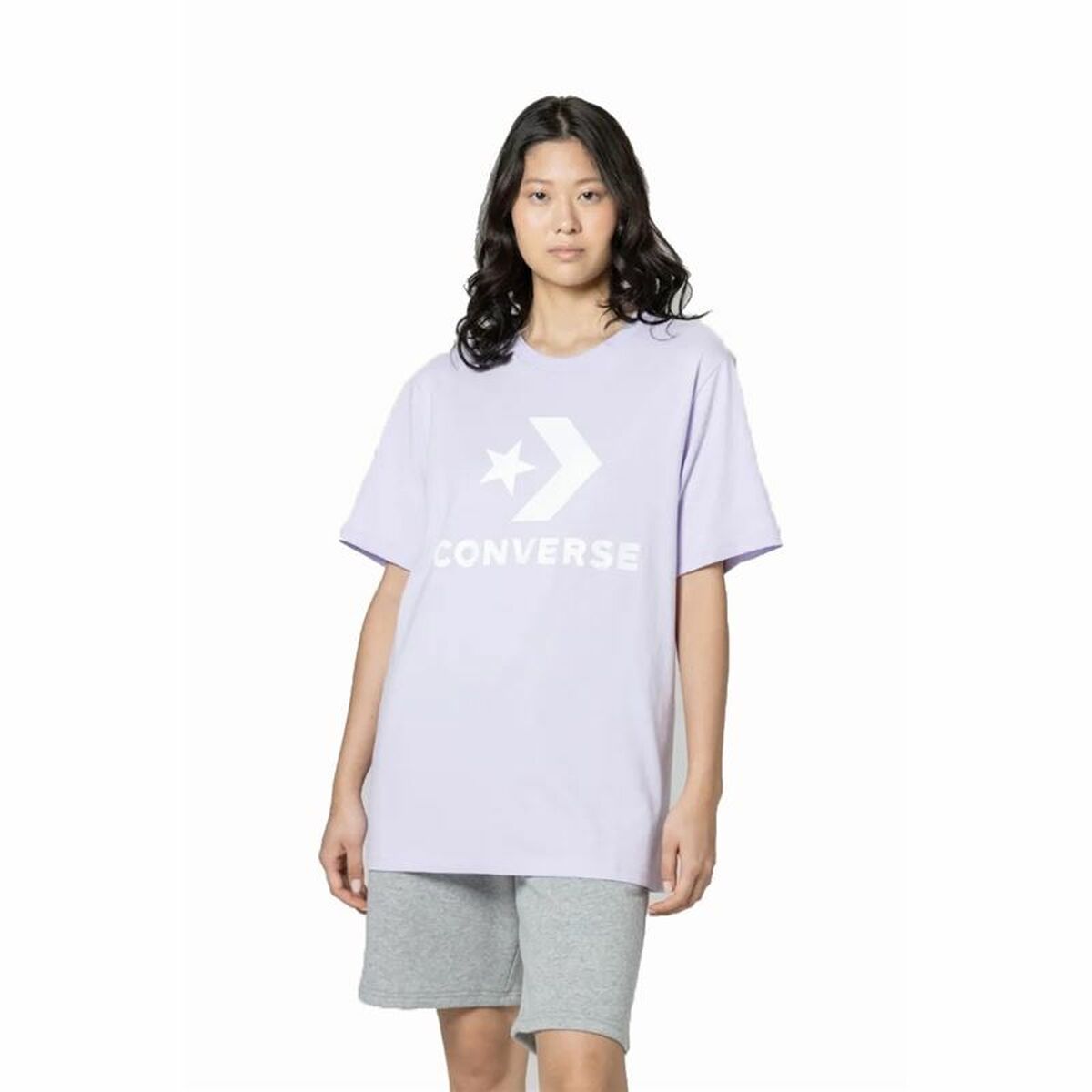 Unisex Short Sleeve T-Shirt Converse Standard Fit Center Front Large Lavendar-Sports | Fitness > Sports material and equipment > Sports t-shirts-Converse-Urbanheer