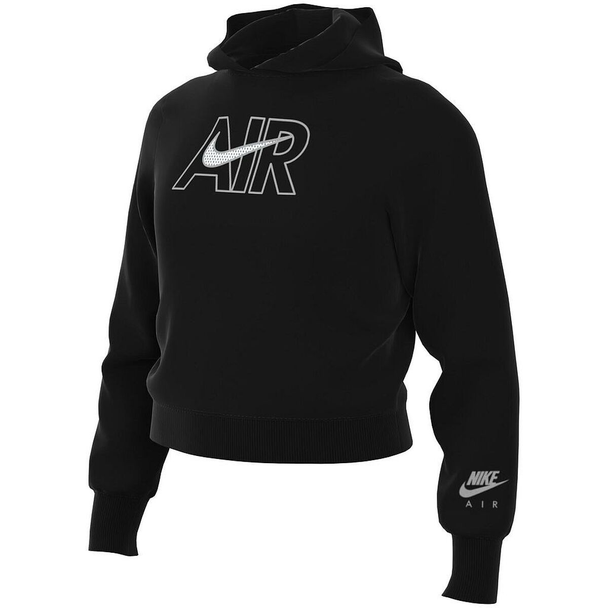 Hooded Sweatshirt for Girls AIR FT CROP HOODIE Nike DM8372 010 Black-Nike-Urbanheer