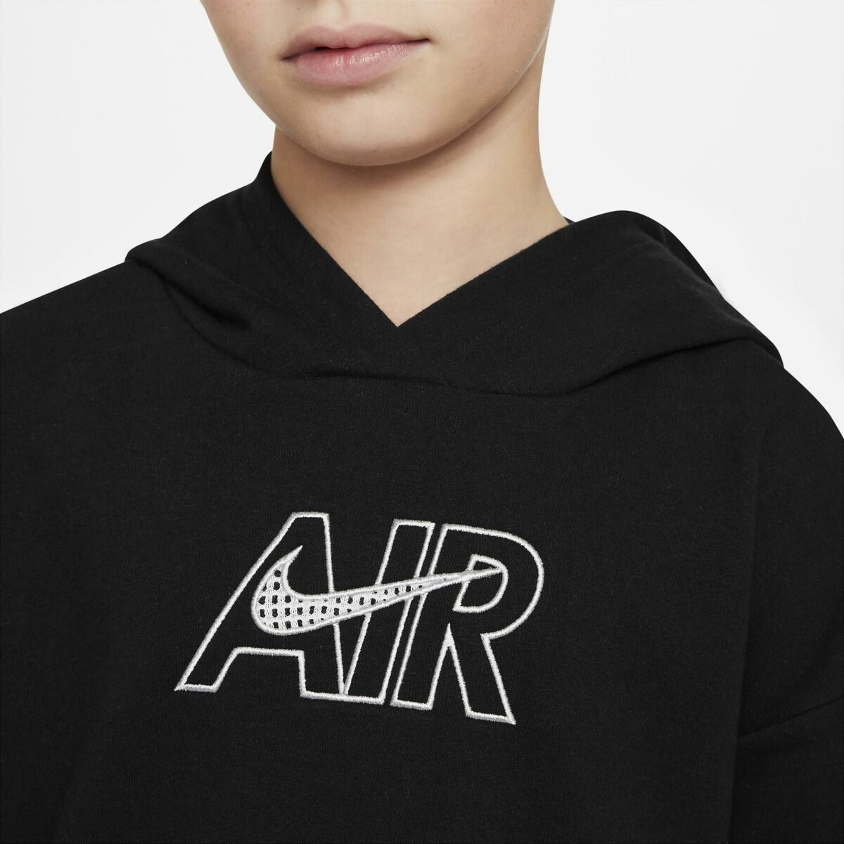 Hooded Sweatshirt for Girls AIR FT CROP HOODIE Nike DM8372 010 Black-Nike-Urbanheer