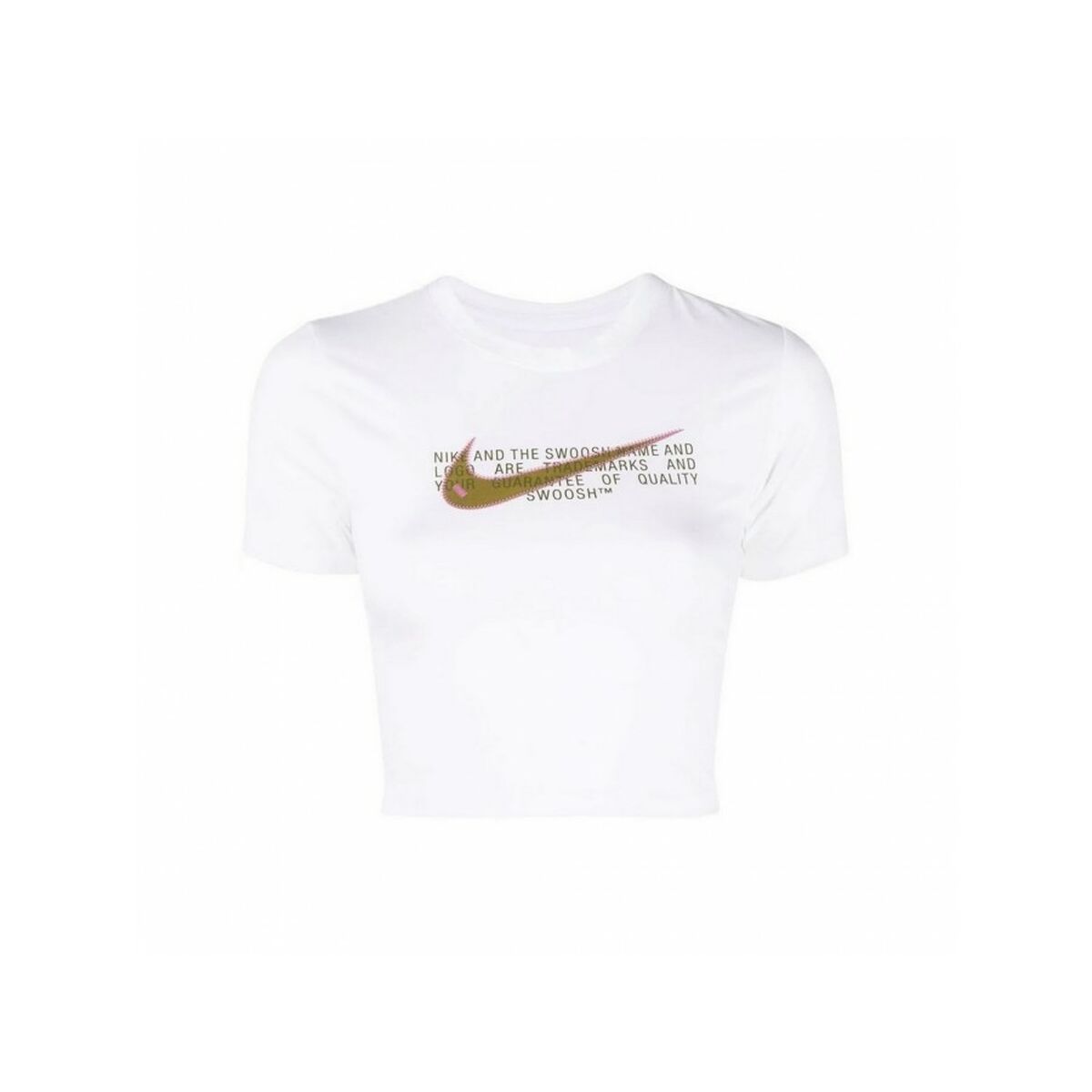 Women’s Short Sleeve T-Shirt TEE SLIM CRP SWOOSH DN5798 Nike 100 White-Clothing - Women-Nike-Urbanheer