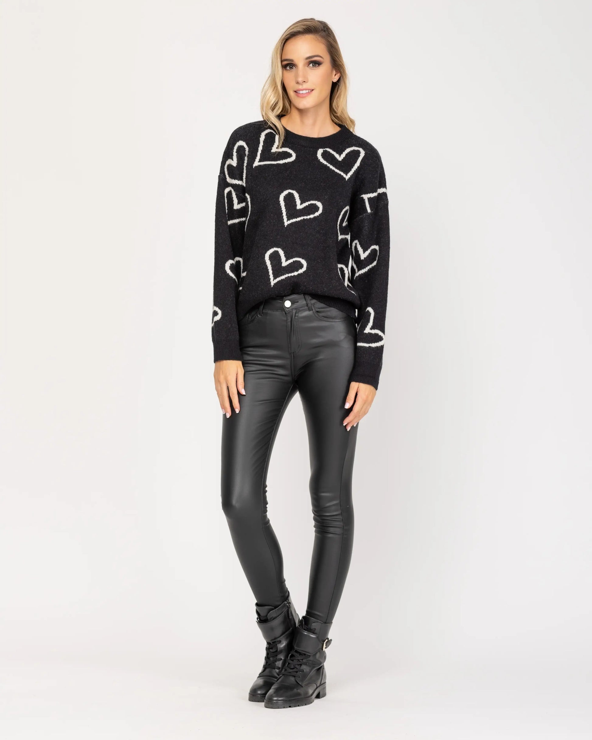 Knitted Sweater With Hearts.-Tantra-Urbanheer