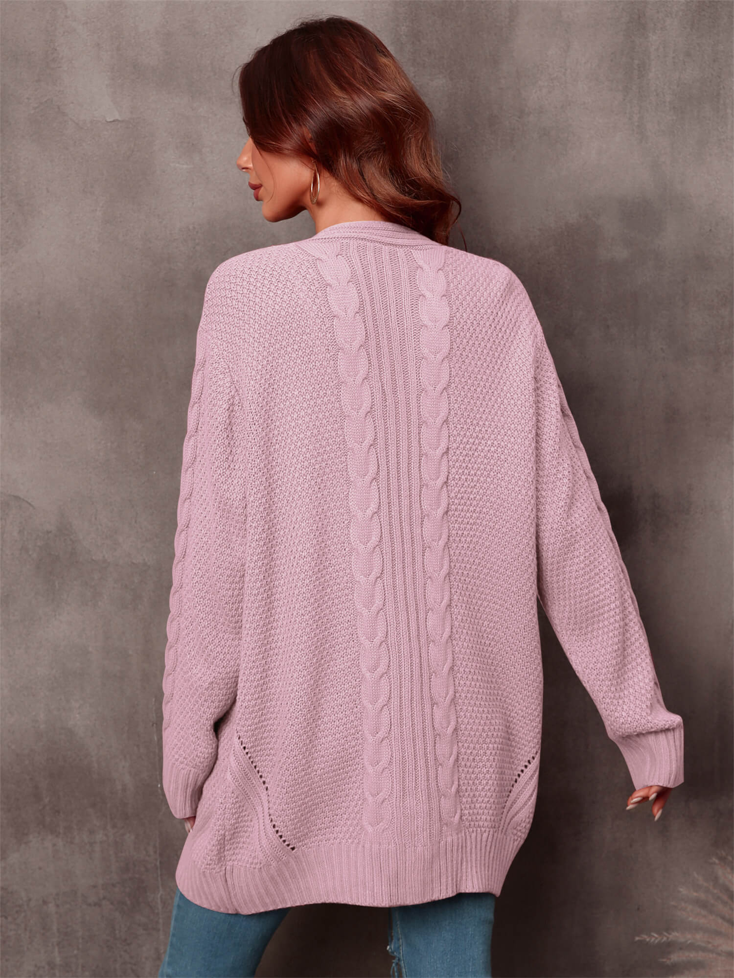 Warm Fall Mixed Knit Open Front Longline Cardigan-UHX-Urbanheer