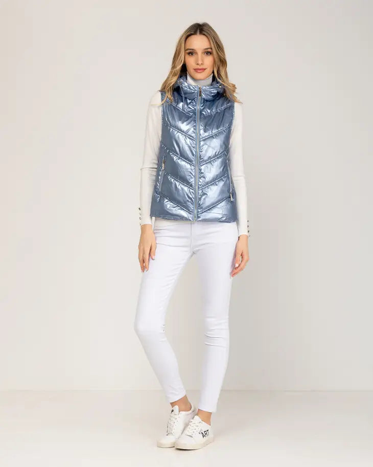 Metallic Blue Padded Vest-Tantra-Urbanheer