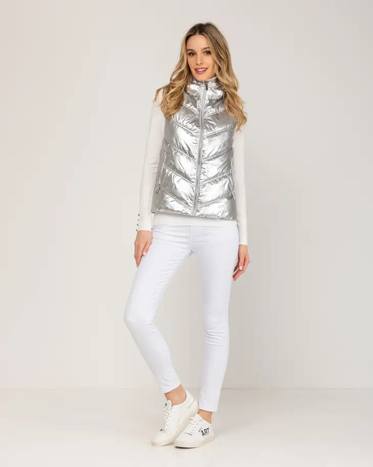 Metallic Silver Padded Vest-Tantra-Urbanheer