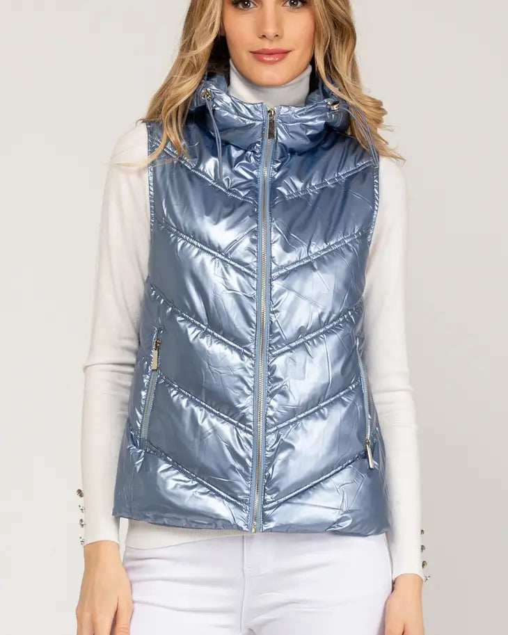 Metallic Blue Padded Vest-Tantra-Urbanheer