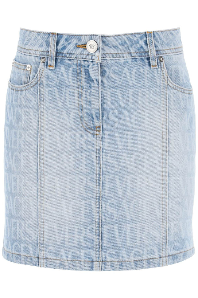 Versace monogram denim mini skirt-Versace-Urbanheer