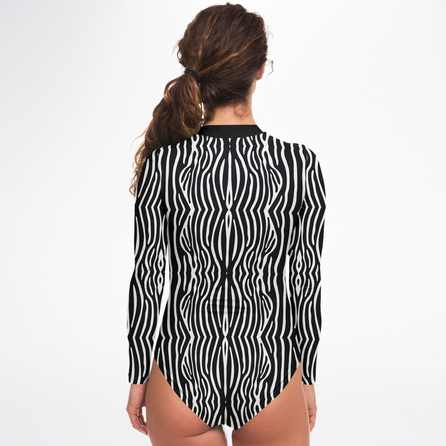 Graphic Zebra Long Sleeve Bodysuit-Subliminator-Urbanheer