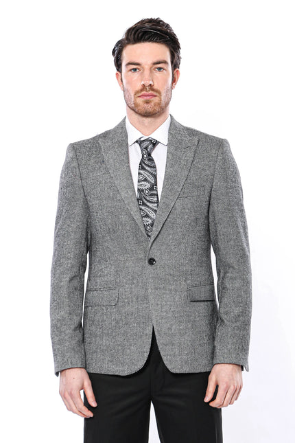 Peak Lapel Grey Blazer-Clothing-Wessi-Urbanheer