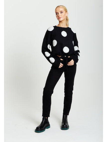 White Polka Dot Women Jumper-Liquorish-Urbanheer