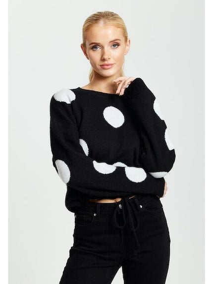 White Polka Dot Women Jumper-Liquorish-Urbanheer