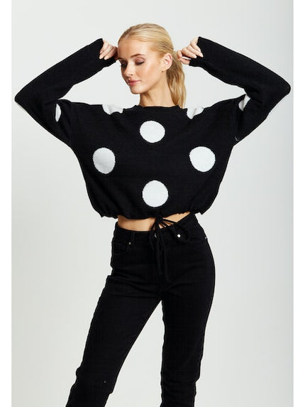 White Polka Dot Women Jumper-Liquorish-Urbanheer