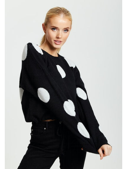 White Polka Dot Women Jumper-Liquorish-Urbanheer