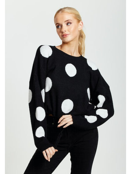 White Polka Dot Women Jumper-Liquorish-Urbanheer