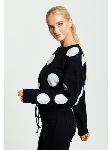 White Polka Dot Women Jumper-Liquorish-Urbanheer