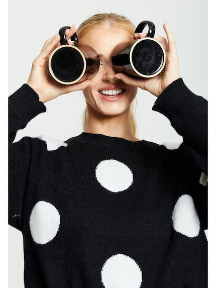 White Polka Dot Women Jumper-Liquorish-Urbanheer