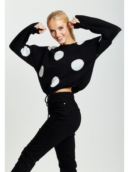 White Polka Dot Women Jumper-Liquorish-Urbanheer