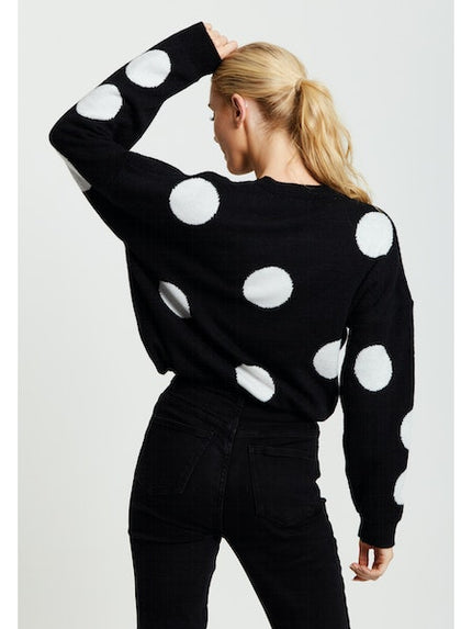 White Polka Dot Women Jumper-Liquorish-Urbanheer