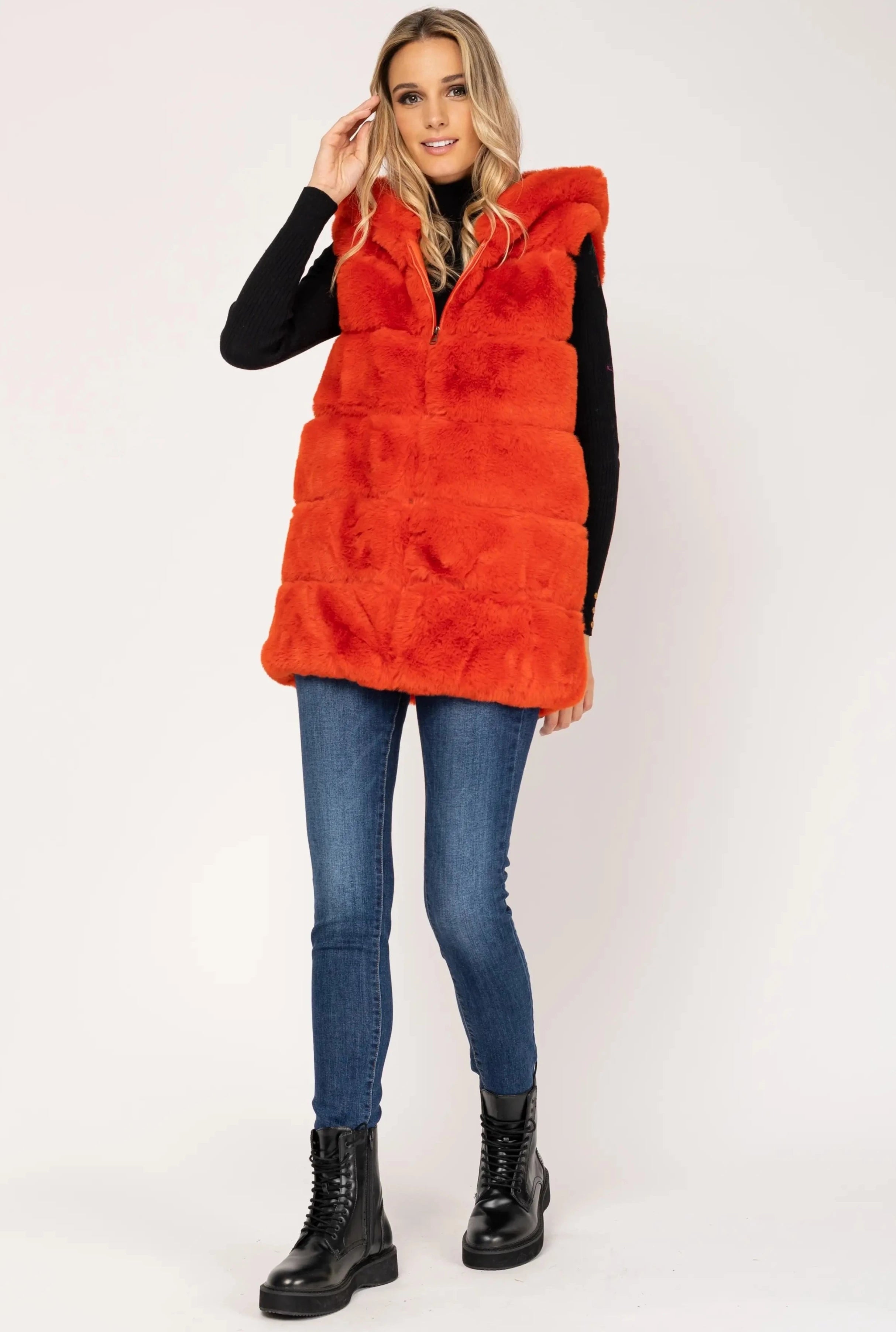 New Fur Vest Coat - Orange-Tantra-Urbanheer