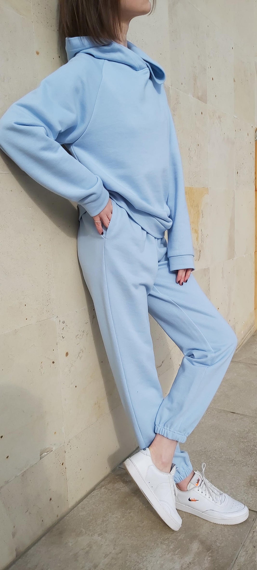 Blue Cotton Track-Pants And Hoodie Set-2KStyle-Urbanheer