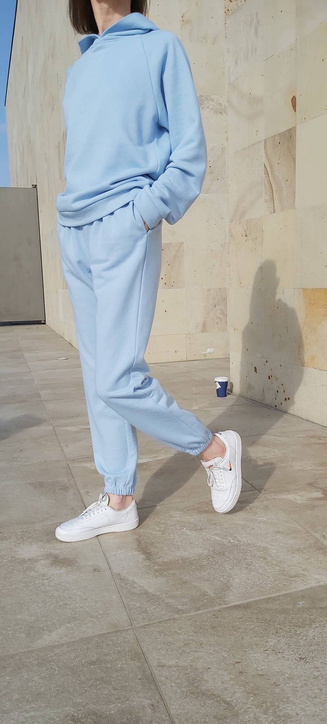 Blue Cotton Track-Pants And Hoodie Set-2KStyle-Urbanheer