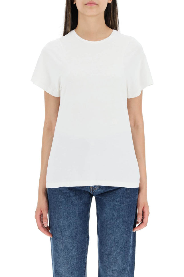 Toteme monogram-embroidered curved t-shirt-Toteme-Urbanheer