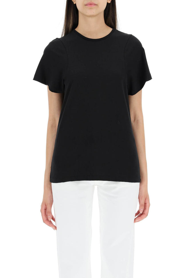 Toteme monogram-embroidered curved t-shirt-Toteme-Urbanheer